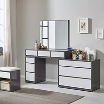 엘르 LPM하이그로시 확장형 화장대/일반거울, 그레이+화이트