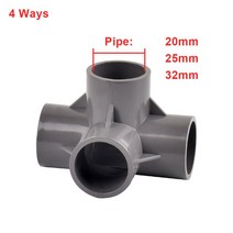 PVC배관자재 20/25/32mm 그레이 PVC 파이프 피팅 스트레이트 엘보 티 크로스 커넥터 워터 어댑터 3 4 5 6, 06 F_02 I.D 25mm