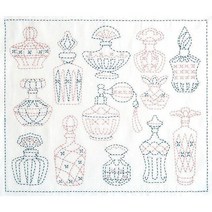 사시코 자수 호비라호비레 프린트천 - 향수병 문양