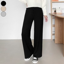 바비팩토리 여성용 따뜻한 일자 니트 밴딩팬츠