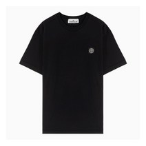[스톤아일랜드] (당일) 22FW 와펜 패치 체스트 로고 블랙 반팔 티셔츠 1015241