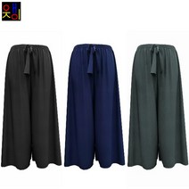 여성용 와이드 밴딩 팬츠 7부 여자 통바지