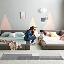 [방수커버증정+빠른배송] 도담 뉴 저상형 패밀리침대 저상형침대 데이베드 아기침대 유아침대 슈퍼싱글 퀸 킹, 4. 독립 20T 매트리스, 01. SS+SS (2.5m), B. 가드형_그레이(패브릭레더)