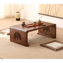 원목 찻상 좌탁 차탁 레트로 좌식 테이블 다도 탁자, 호두색  길이70 가로 45 높이 30+쿠션
