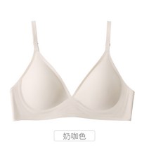 오리지널 젤리 스트랩 광면 일편식 무흔 속옷 작은 브래지어 모으다 수면 무강 링 브래지어 세트 여성, M（75A/75B/75C), 커피