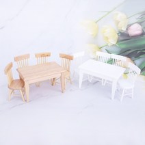 짱패브릭 인형 소품 1:12 오비츠11 테이블 의자세트, 화이트