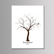 웨딩 방명록 게스트북 결혼식 사용자 정의 신부와 신랑의 이름 결혼식 날짜 지문 DIY 웨딩 트리 기념품 장, 04 079_03 30x40cm 1set inkpad
