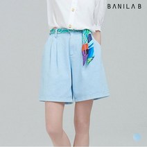 바닐라비 여성 스카이블루 투턱 와이드 쇼츠 팬츠