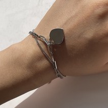 하트 2줄 체인 레이어드 팔찌