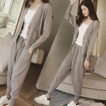 가디건 상하세트 3피스 여자 니트 라운드 브이넥 여성가을원피스 여성 봄자켓