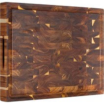 AZRHOM 대형 두꺼운 엔드 그레인 아카시아 목재 정육점 블록 43.2 x 33 x 3.8cm(17 x 13 x 1.5인치) 주방용, 한개옵션0