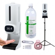 K9 PRO PLUS 자동 분사 손소독기 비접촉 온도 발열체크 삼각대 리필액1000ml 포함, 손소독기 스탠드형+삼각대+리필액1L 1개포함