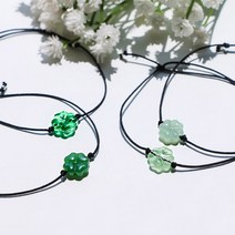 네잎클로버 실팔찌 만들기 세트 [행운의 팔찌 키트 DIY 6종 소원 매듭 우정 끈 마크라메 재료 부자재], 투명라이트그린