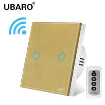 UBARO EU 무선 원격 제어 스위치 블랙 럭셔리 크리스탈 유리 패널 스마트 홈, 11 LG-JW2-YF