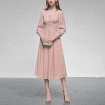럭셔리 에스닉 핑크 결혼식 하객룩 돌잔치 신부예복 상견레 고급 수입 정장 원피스 3273