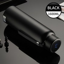 터치 디스플레이 디지털 보온병 LED 온도표시 스마트 분유보온병 어린이물병 대용량 1000ml 1600ml 안전한 스테인리스, 1600ML-블랙