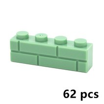 롱브릭타일 접착식파벽돌 파벽돌 DIY 빌딩 블록 벽 그림 벽돌 1x2 1x3 1x4 L 도트 교육 크리 에이 티브 건, 26 Green 1X4 62pcs