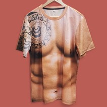 근육 반팔 티셔츠 XL 타투 쓸데없는선물 관종템 인싸템 단체티 마니또선물