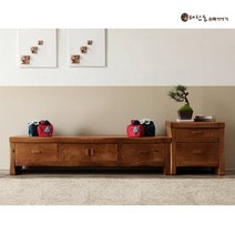 소나무 통원목 전통거실장(본장 2단장1개), 네추럴브라운