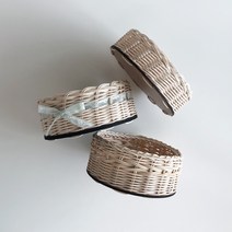 라탄공예DIY 라탄자작바구니만들기 15cm 라탄바구니만들기 라탄만들기세트, 컬러손잡이(네이비)