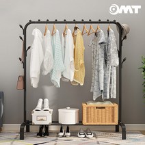 OMT 스탠드 옷걸이 행거 수납선반 겸용 두꺼운 철제 헹거 가방 모자 OHG-B1, 블랙
