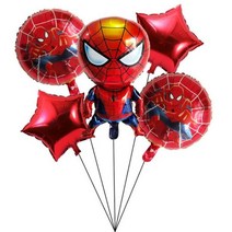 스파이더맨 테마 어린이 생일 용품 3D 그레이트 스파이더 호일 풍선 일회용 식기 냅킨 컵 생일 파티 장식, Balloon Group - 5pcs_기타