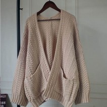 가바바 여성 가디건 꽈배기 트위스트 브이넥 벌룬 데일리 가디건 G38971