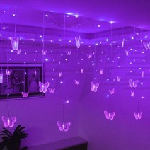 나비 LED 커튼 라이트 크리스마스 화환 스트링 요정 조명 휴일 웨딩 파티 홈 장식 220V 110V 3.5m, Style1 Purple_110V US Plug