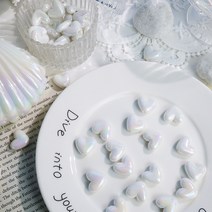 [10개] 관통형 17mm 세로형 오로라화이트 리얼하트 PAB120 비즈 키링 악세사리재료