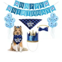 강아지 고양이 생일파티 세트 애견 애묘, BLUE