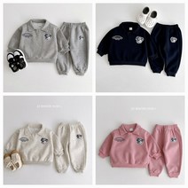 겨울 아동 주니어 키즈 유아 베이비 남아 여아 곰돌이 카라 맨투맨 티셔츠 조거 바지 상하세트 어린이집 등원룩 스쿨룩 남매룩 형제룩 자매룩 쌍둥이룩 커플룩 츄리닝 상하복 세트