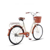 바구니 자전거 클래식 성인 여성용 경량 통근 빈티지, A형 발레 옐로우 24인치 휠