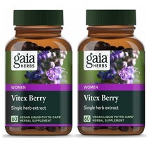 Gaia Herbs 가이아 허브 바이텍스 베리 순비기나무 열매 영양제 60베지캡슐 2팩, 1세트, 1세트