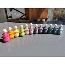 몬테소리 원목교구 가베 완구 블록 쌓기 원기둥 완구 레인보우 컬러 발도르프 우드, pastel set