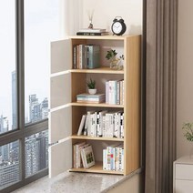 레어로우 시스템 선반 모던 스탠드 베이 창 발코니에 창틀 책장 침실 다층 천장부터 바닥까지 내려 오는 수직 스토리지 캐비닛, [07] 고무 나무 색상 흰색 4230176