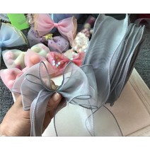 오간자 물결 웨딩 리본 꽃다발 컬러 용품 솔리드 오간자리본끈 장 봉제 선물 파티 장식, D