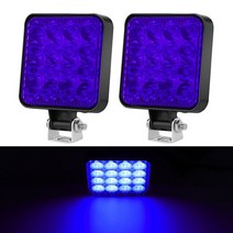 미니관리기 Mini LED Square Worklight 48W Offroad Work Light 12V for Car Auto 16 Spotlight Truck 트랙터 라이트 바, [08] 2 PCS Blue