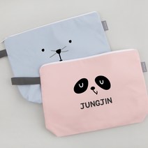 디자인아지트 주문제작 네임 식판파우치 해피페이스, 팬더, 핑크