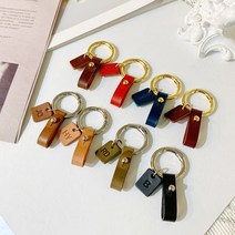 팝아일랜드 자동차키링 가죽스트랩 열쇠고리 키홀더 원터치링고리 이니셜각인, 실버, 블랙, 1개