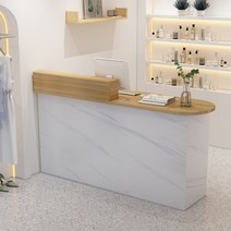 인포데스크 카운터 테이블 계산대 카페 미니 미용실 식당 프론트 책상 업소용, 원목색+돌무늬