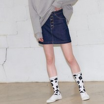 [벤시몽] BUTTON POINT DENIM SKIRT - DENIM