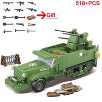 어린이 선물 호환 레고 SLUBAN WW2 군사 험비 지프 H1 육군 친구 자동차 금형 킹 빌딩 벽돌 클래식 Moc 블, 11 Without Box