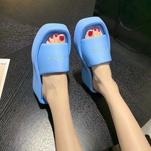 Z3JC 여성 통굽 사각머리 송편창 키높이 웨지힐 샌들