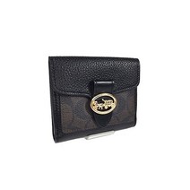코치 COACH 지갑 반지갑 지갑 미니지갑 콤팩트 7250 조지 스몰 월렛 시그니처 캔버스 호스 앤 캐리지 가죽 IM/BROWN BLACK 브라운 블랙 골드 IMAA8 여성 아울렛 상품