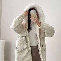 여성용 디아즈 후드 페이크퍼 패딩