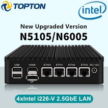 팬리스 미니 PC 4 인텔 i226V 2.5 기가 바이트 LAN N6005 N5105 2 * NVMe TPM2.0 스위치 소프트 라우터 VPN 서버 ESXI 방화벽 기기, [02] Intel Pentium N6005, [02] AU, [08] 16GB DDR4 512GB NVMe