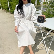라블루 여성 세딘 코튼 헨리넥 셔츠 원피스