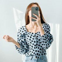 [애프터문] 퍼프 슬리브 레오파드 블라우스 dl0735