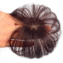 하이유니 인모 정수리 탑커버 부분 붙임 머리 헤어 피스 가발, 라이트, 다크브라운