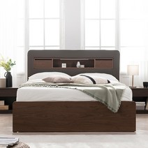 [KT알파쇼핑]엘리브 뉴 LED 조명 수납형 서랍 침대 라지킹 프레임 sy764, 그레이